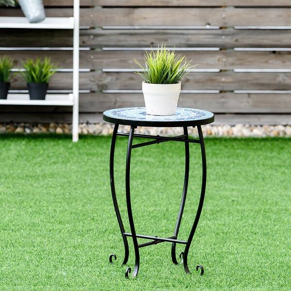 Shop Costway Outdoor Indoor Accent Table Plant Stand Cobalt Blue