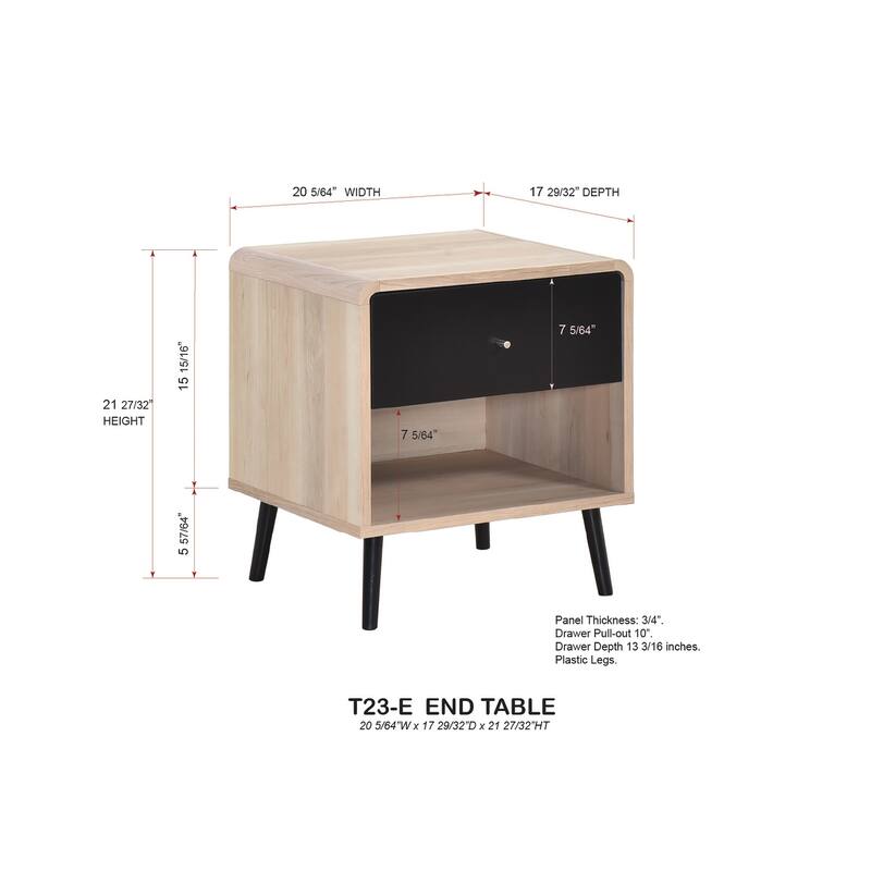 Nathan Collection Oak Black Contemporary Coffee Table