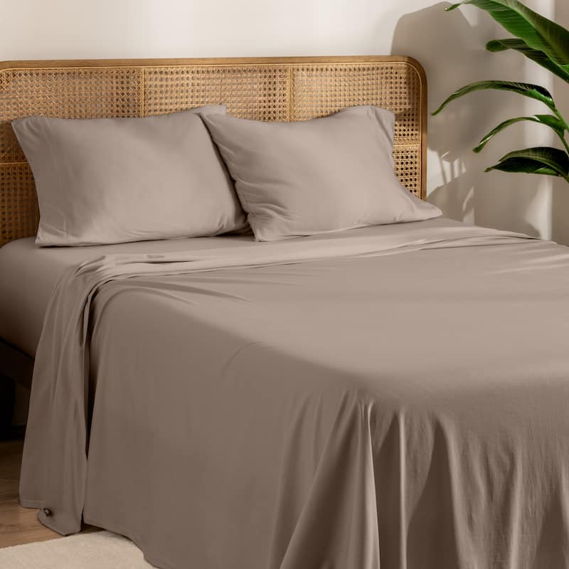 Bare Home Organic Cotton Jersey Sheet Set - Split King - Taupe