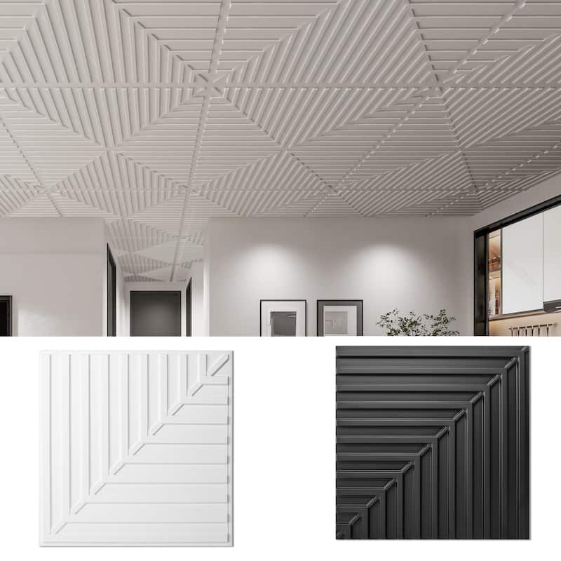 Art3d 12-sheet 3D PVC Wall Panels Ceiling Tiles-Cover 48sq.ft.