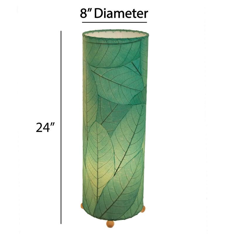 Handmade 24 Inch Cocoa Leaf Cylinder Table Lamp, Cocoa Leaves Shade, 8 x 8 x 24 in. - 8 x 8 x 24