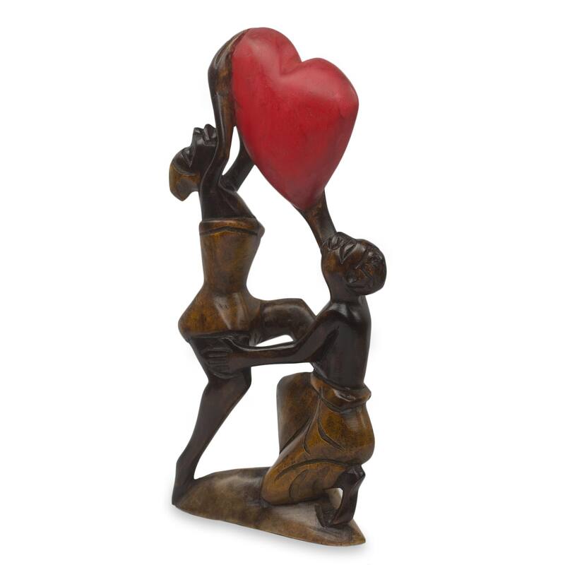 Handmade The Love Struggle Wood Sculpture (Ghana)