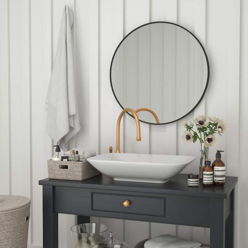 Accent Wall Mount Mirror with Aluminum Frame - Round Wall Mirror