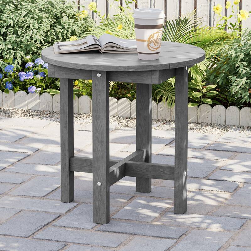 HDPE Outdoor Side Table, 220 lbs All-weather Patio End Table - Grey
