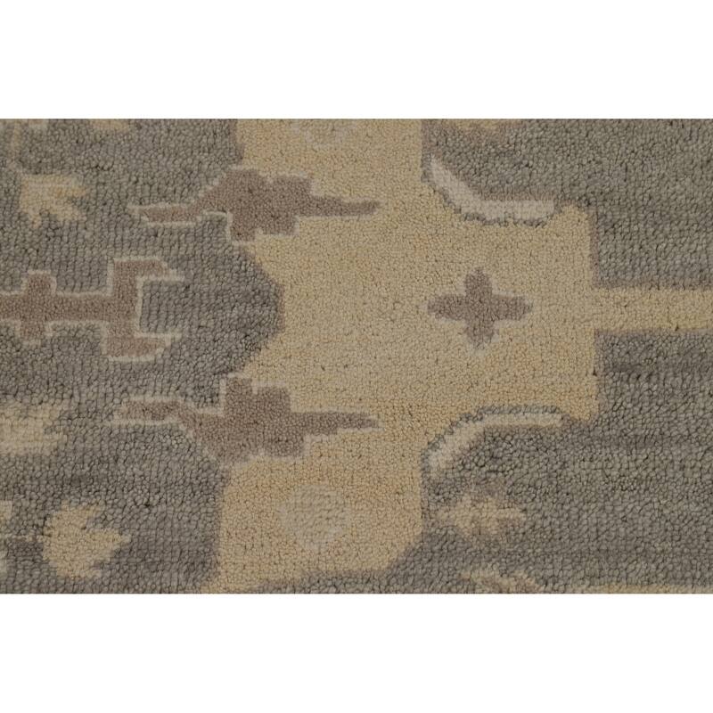 Transitional Grey Oushak Indian Area Rug Hand-Knotted Wool Carpet - 8'3" x 9'10"