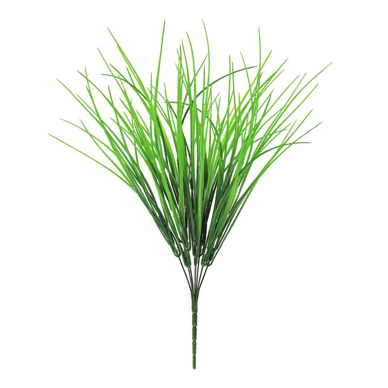 Set of 6 Artificial Grass Leaf Stem Plant Greenery Foliage Bush 16in - 16" L x 8" W x 8" DP