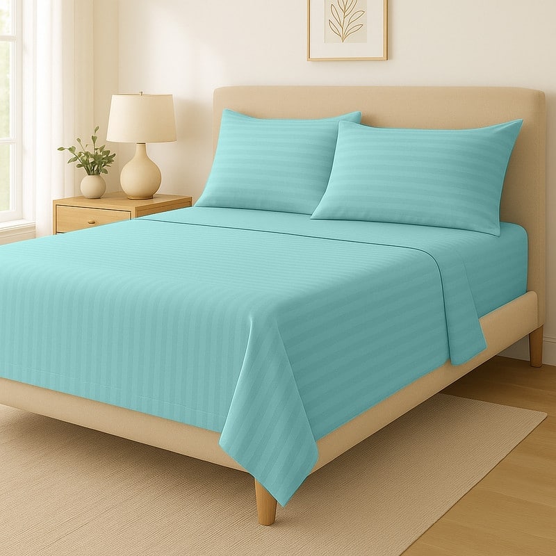 Premium Breathable Cotton Deep Pocket Sheet Set Hotel-Quality Comfort - Aqua - California King