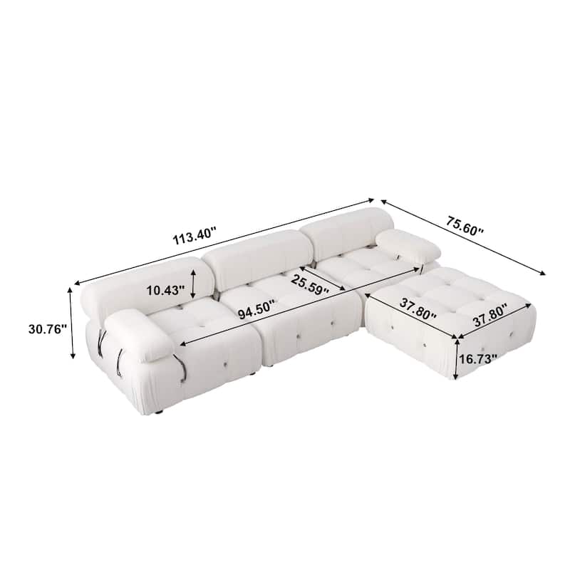 L-shape Velvet Modern Sectional Sofa Soft Couch