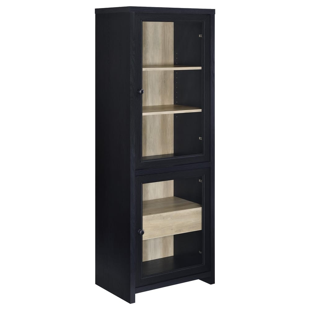 Denison 67-Inch 2-Door Media Tower Storage Cabinet Black