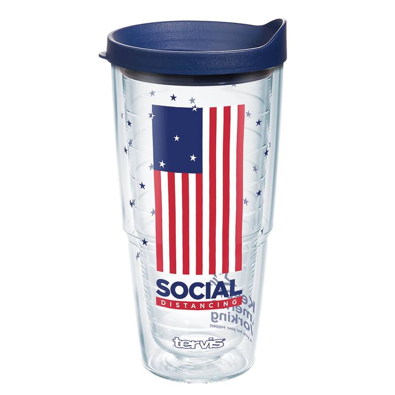 Tervis Social Distancing USA Made in USA Double Walled Insulated Travel Tumbler, Classic - 24oz - 24oz