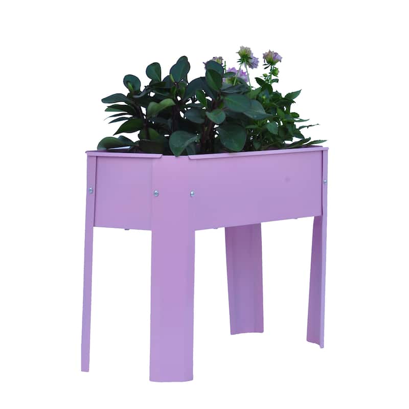 Set of 2 Elevated Garden Bed Metal Outdoor Flowerpot Box