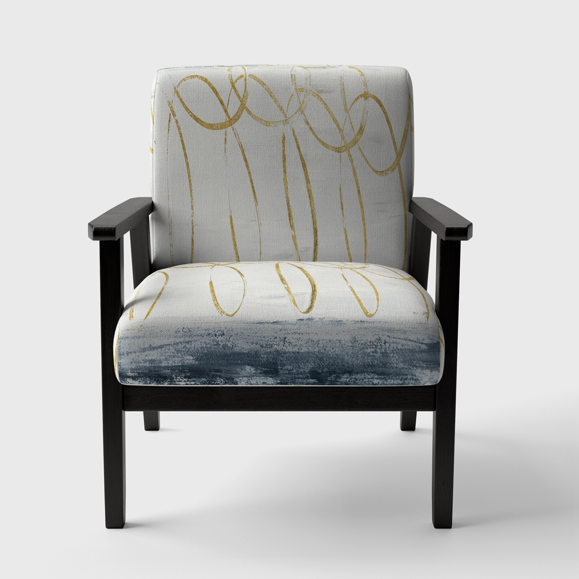 Modern Gold Geometric Abstract Fabric Upholstered Designart Chair-image