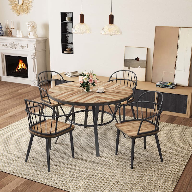 Christopher Knight Home Indoor 5-Piece Dining Set With Metal Legs