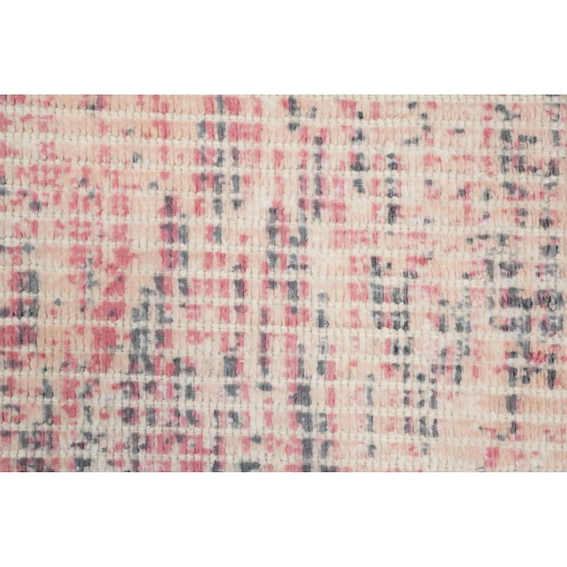 Hand Knotted Oriental Viscose Silk Carpet Modern All-Over Peach Abstract Area Rug - 4' 0'' X 2' 0''