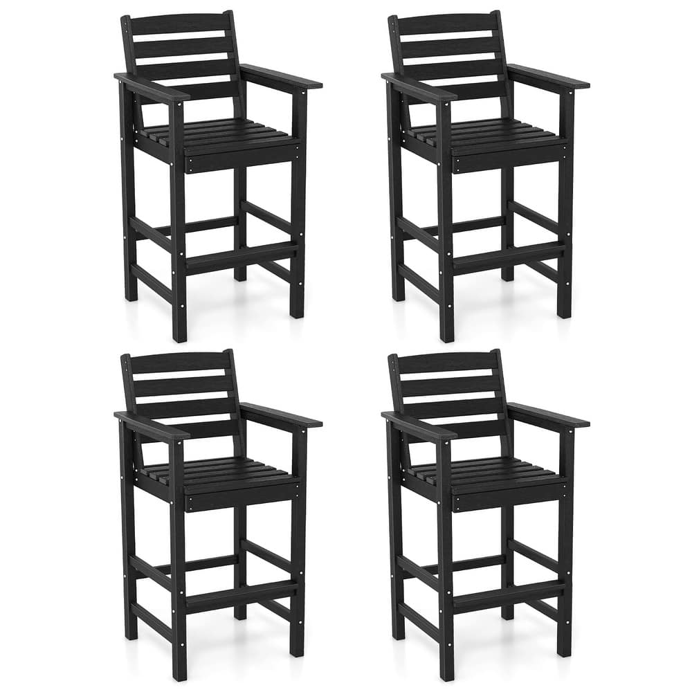 Gymax Patio Bar Stools Set of 4 Tall Adirondack Chair w/ Backrest