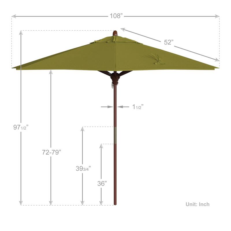 California Umbrella 9ft Marenti Wooden Sunbrella Patio Umbrella with Sunbrella Fabric, Base Not Included