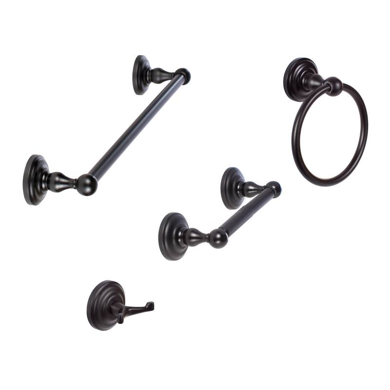 Sure-Loc Flat Black Boulder 4-piece Bathroom Accessory Set - Black