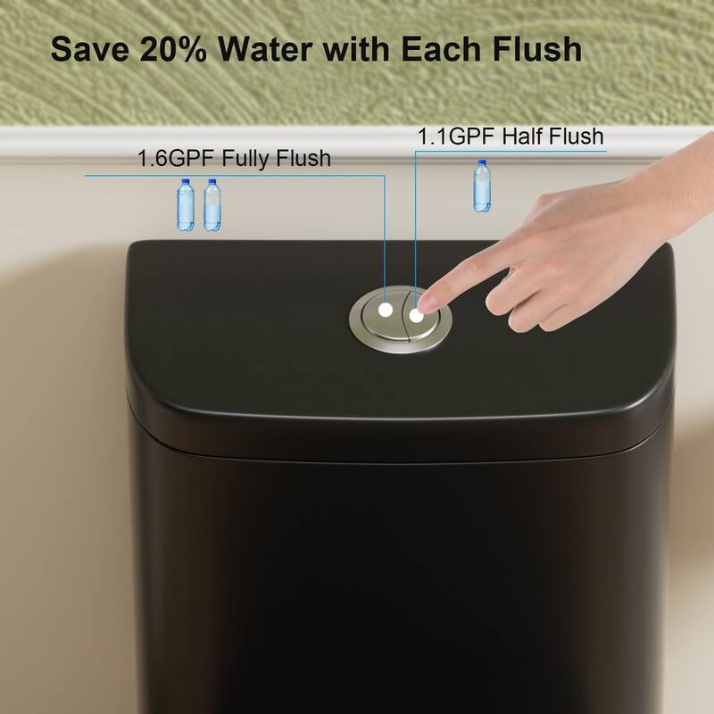 1.1/1.6 GPF Tornado Flush One-Piece Toilet with Comfort Chair Seat ADA Height 17",Rimless Bowl with Soft Closing Seat
