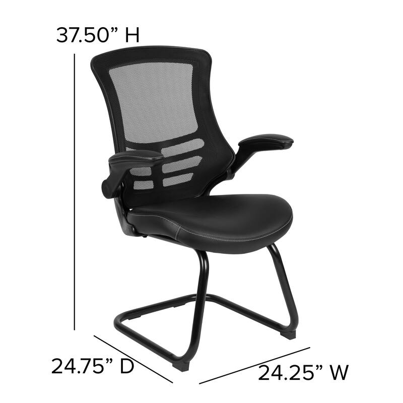 Mesh Sled Base Side Reception Chair with Flip-Up Arms