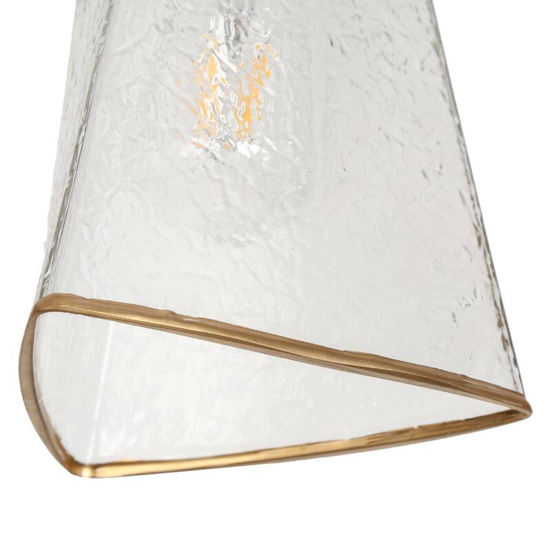 Modern 3-Light Gold Chandelier Textured Glass Kitchen Island Lights - W 25.1" x H 72.9"
