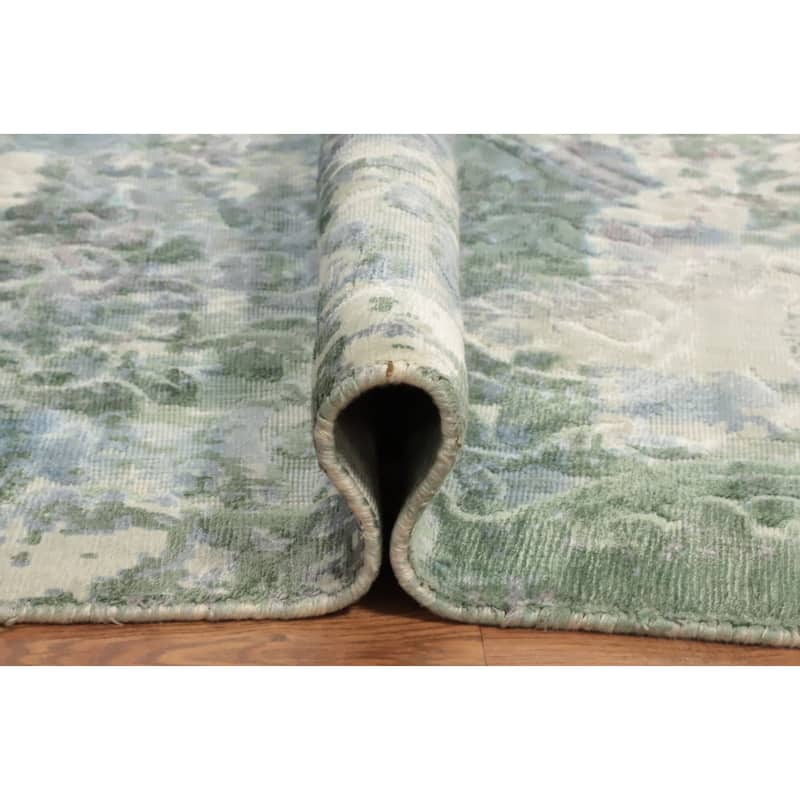 Hand Knotted Oriental Viscose Silk Carpet Modern Abstract Multi-Colored Abstract Area Rug - 8' 0'' X 5' 7''