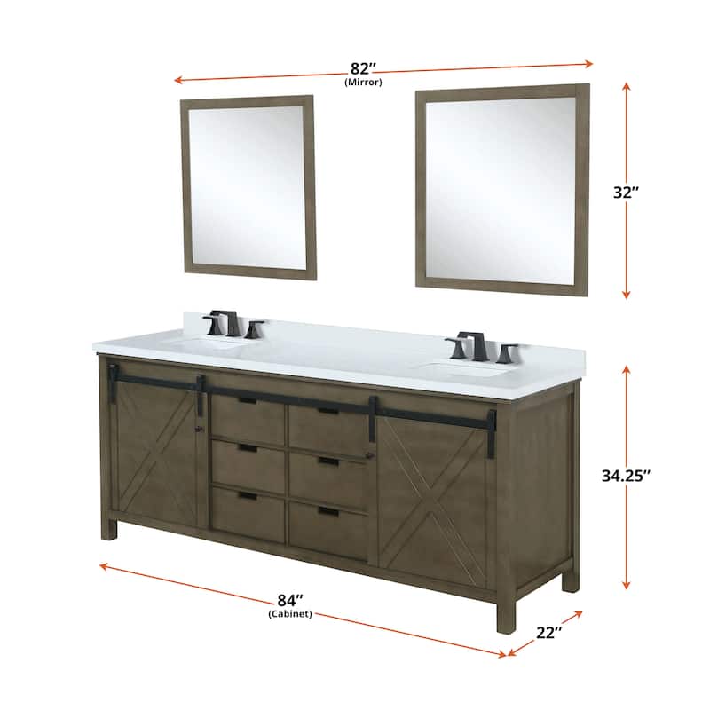 Marsyas Brown Bath Vanity, Cultured Marble Countertop and Mirrors