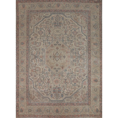 Geometric Tabriz Persian Area Rug Oriental Hand-Knotted Wool Carpet - 8'0"x 10'6"