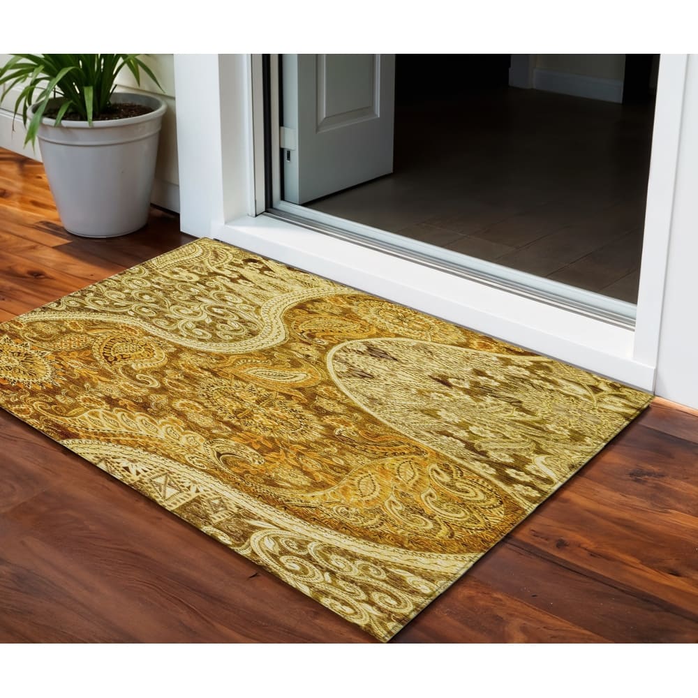 HomeRoots Floral Medallion Transitional Rectangle Outdoor Rug