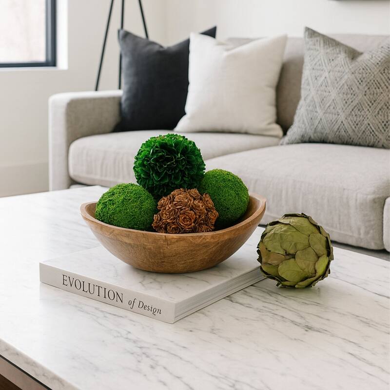 Handmade Preserved Topiary Balls, Set of 6 Decorative Floral Orbs - 4 inch - Multi-Color