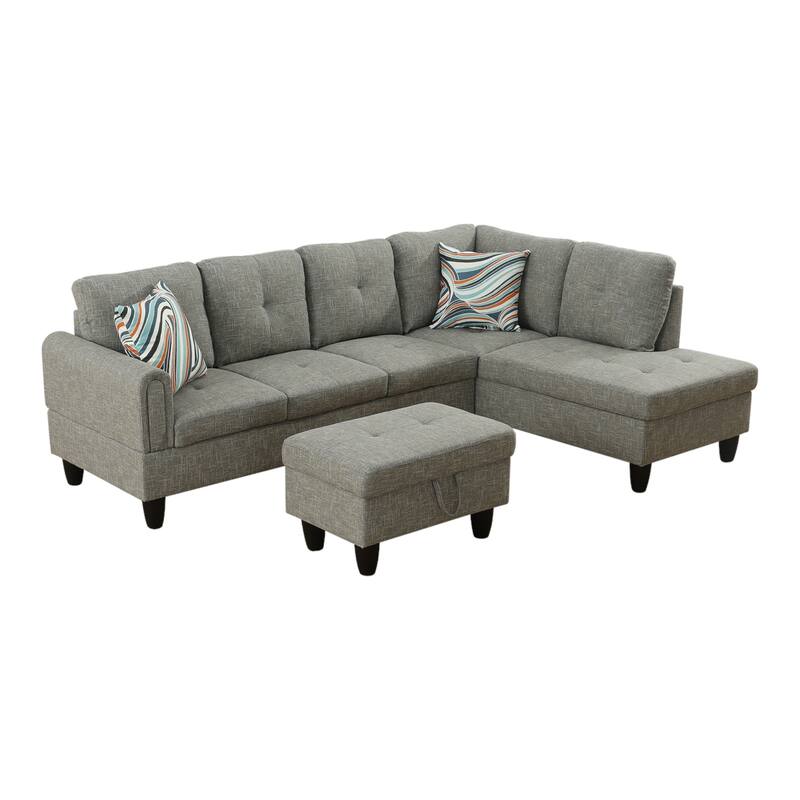 KISRAIS 97" Wide 3-Piece Upholstered Sectional Sofa Set for Small Spaces