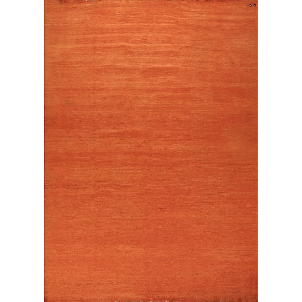 Orange Modern Gabbeh Area Rug Handmade Wool Carpet - 8'9" x 11'7"