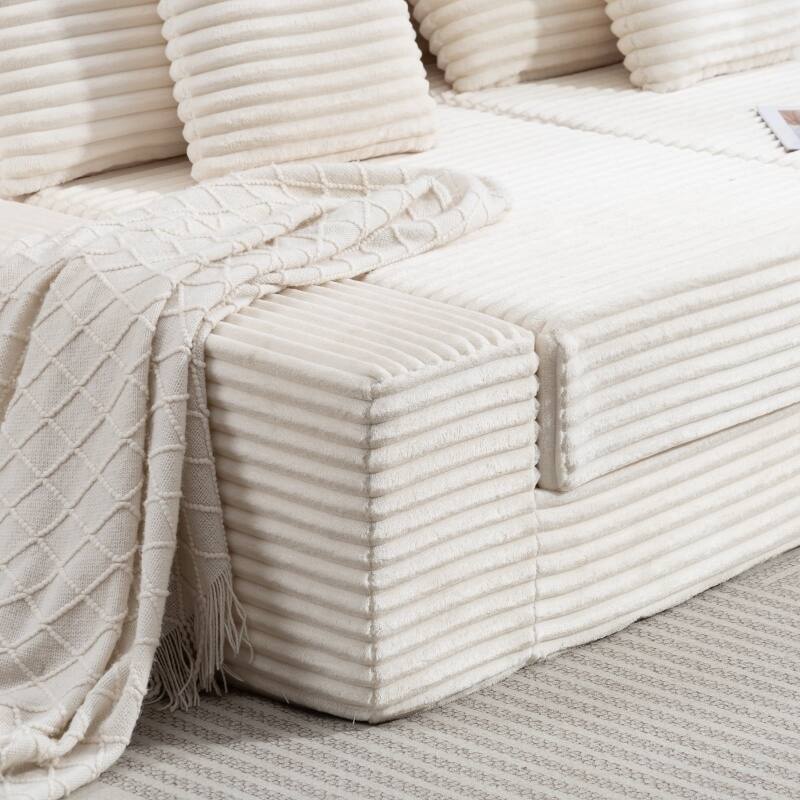 Double Chaise Lounge Sofa, Cloud Plush Sofa Bed, Upholstered Boneless Cloud Sofa Deep Seat, Sleeper Loveseat Chair