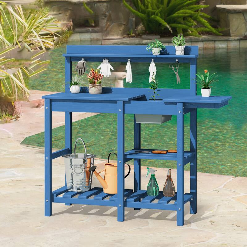 HDPE Patio Outdoor Potting Table, Versatile Gardening Planting Workbench