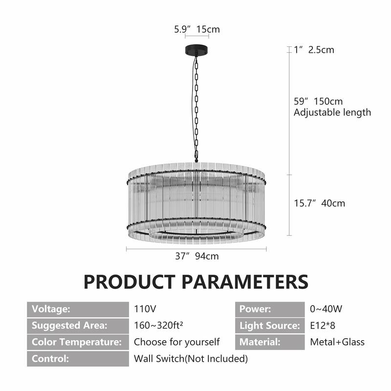 Modern Round Chandelier, Water Ripple Crystal Glass Chandelier, Luxurious 8-Lamp Chandelier, for Dining Room Living Room