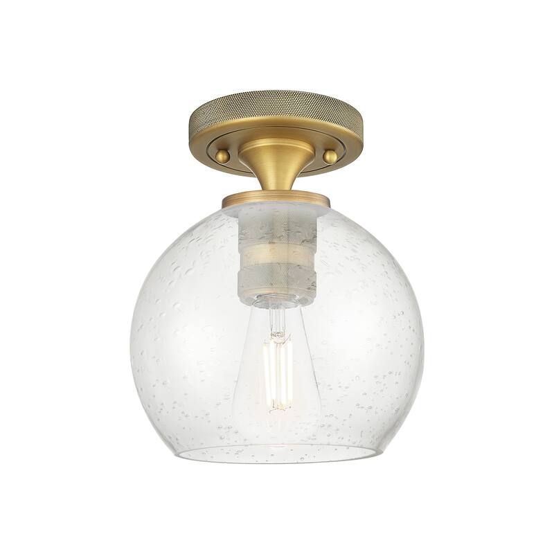 Innovations Lighting 434-1F-8-6 Crown Point Flush Mount Crown Point 6" - Brushed Brass / Seedy
