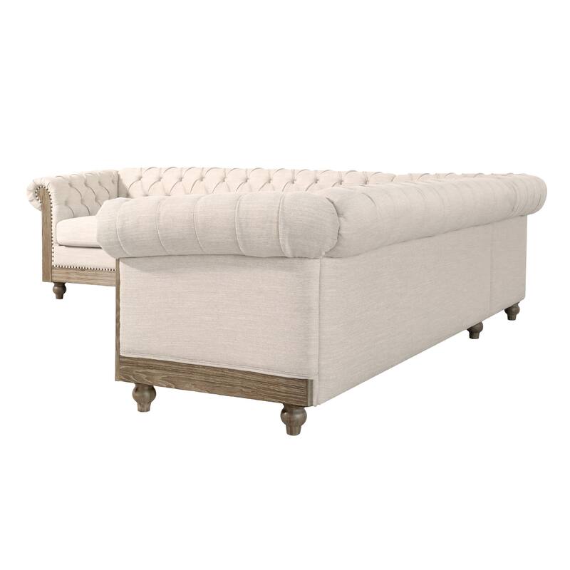 Christopher Knight Home Sectional Sofa L-shape Corner Recliner Couches with Button Tufted Backrest and Roll Armfor Living Room