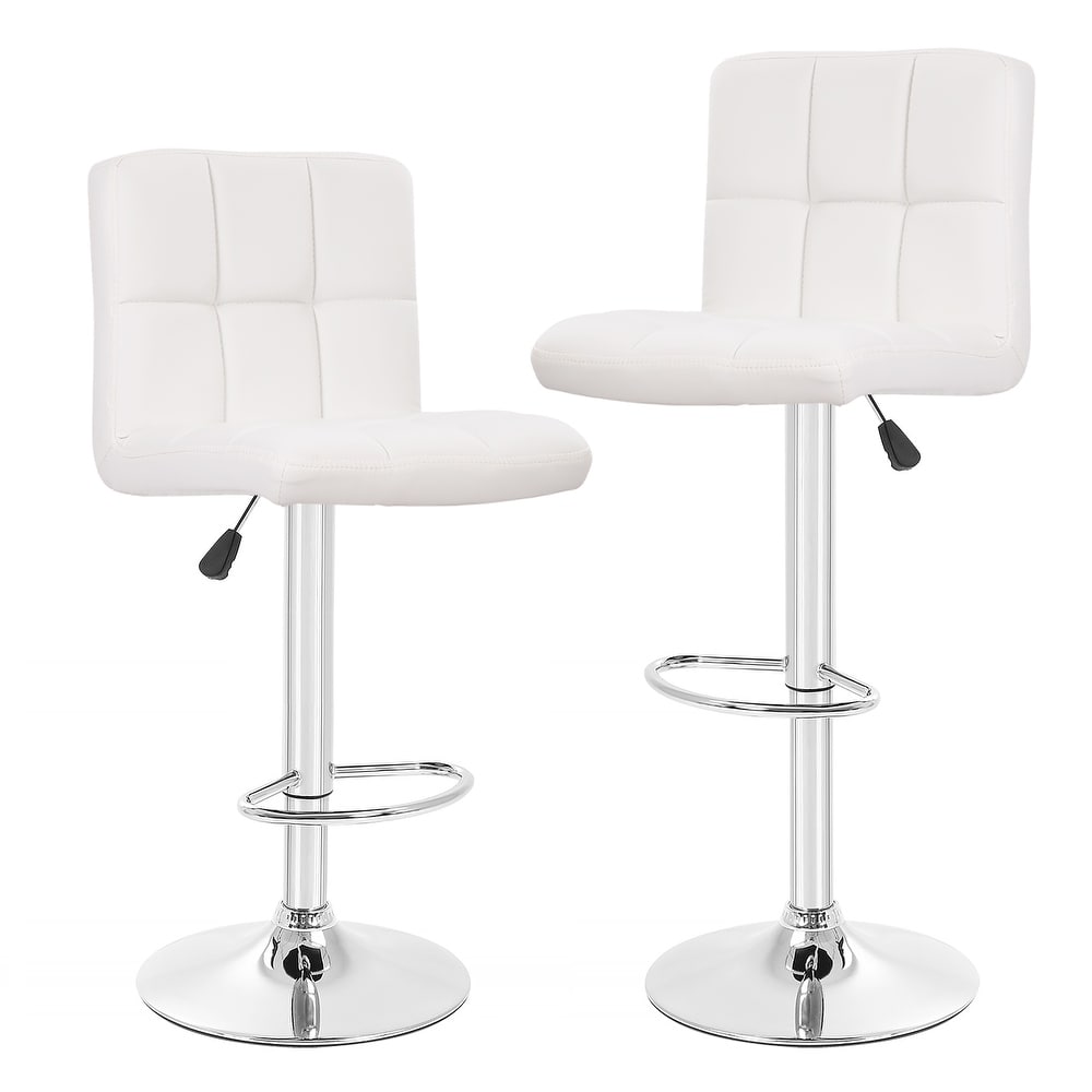 Furniture of America Orson Modern PU Leather Adjustable Height Swivel Dining Bar Stools (Set of 2)
