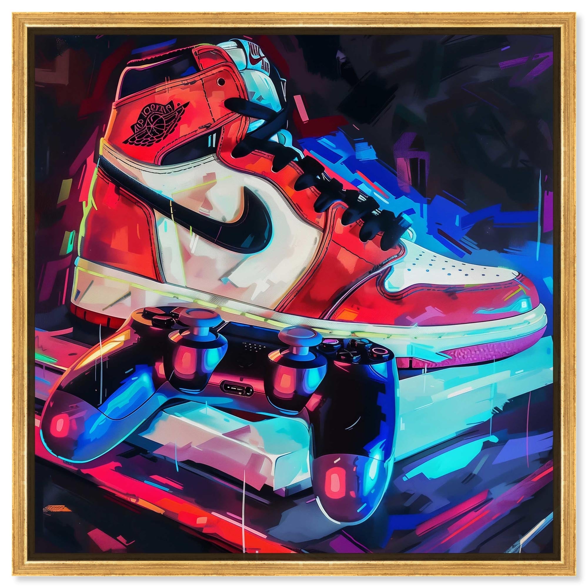 Gaming and Style Canvas Sneaker Art Print by Art Remedy