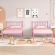 preview thumbnail 1 of 31, VECELO Twin Size Kids Bed Frame, Easy-to-assemble Metal Twin Platform Bed Frame with Under-bed Storage Pink