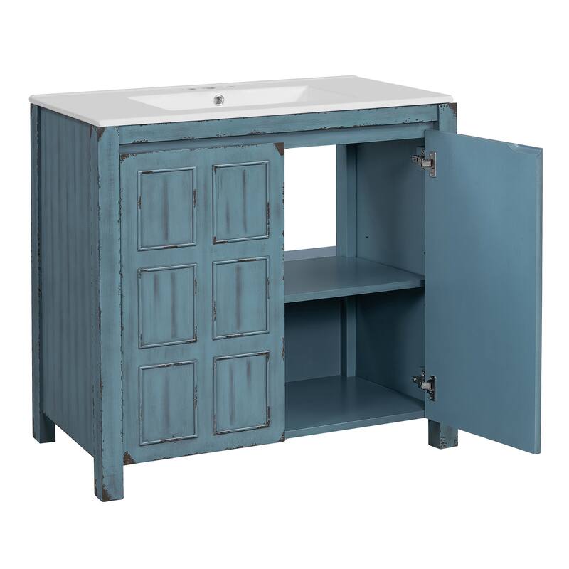 Roomfitters 36" Bathroom Vanity with Ceramic Sink and Storage Cabinet