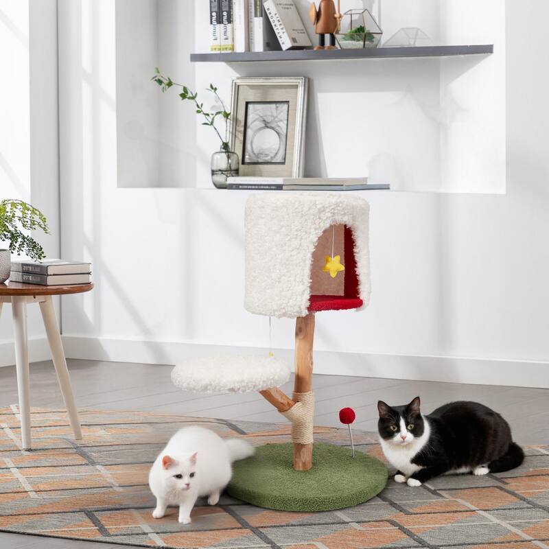 EROMMY Cat Tree – Multi-Level Cat Tower with Sisal Scratching Posts & Swing Ball, Modern Cat Furniture for Indoor Cats