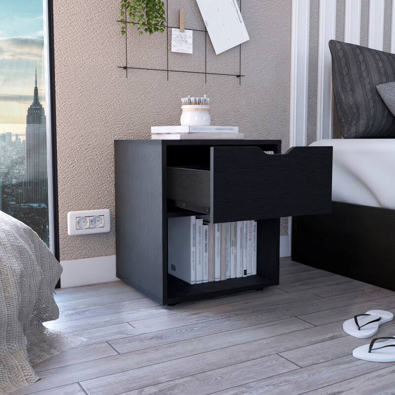 19.7-Inch High Nightstand End Table with Open Shelf