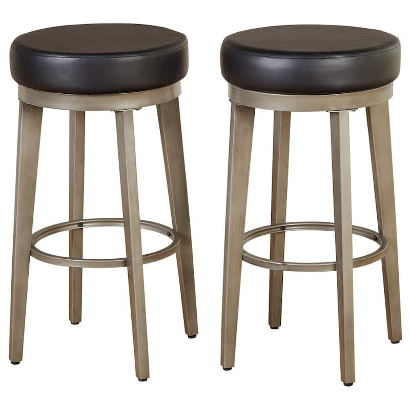 angelo:HOME Linden Swivel Barstool (Set of 2) - Black/Weathered Grey - Counter Height