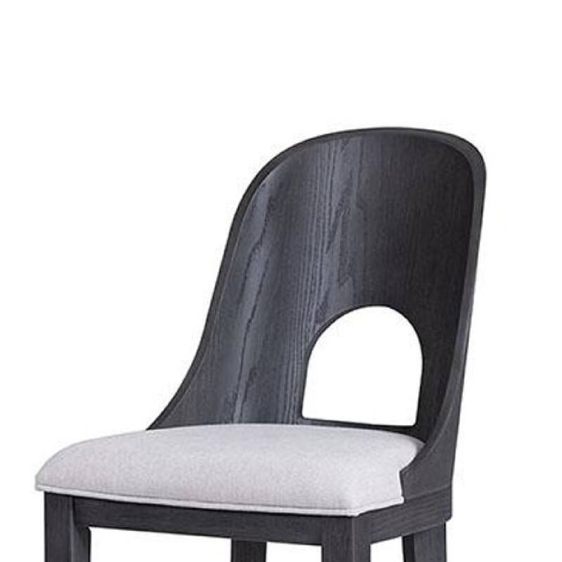 Zoko Counter Height Chair Set of 2, Curved Cut Out Back, Ash Gray Wood
