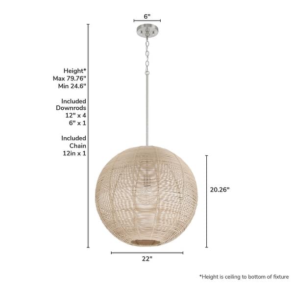 dimension image slide 0 of 2, Hunter Berkeley Boho Rattan Pendant - Kitchen, Bedroom, Living Room, Dining Room, Entry - Transitional, Coastal