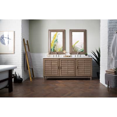 James Martin Vanities Portland 72" Double Vanity, Whitewashed Walnut