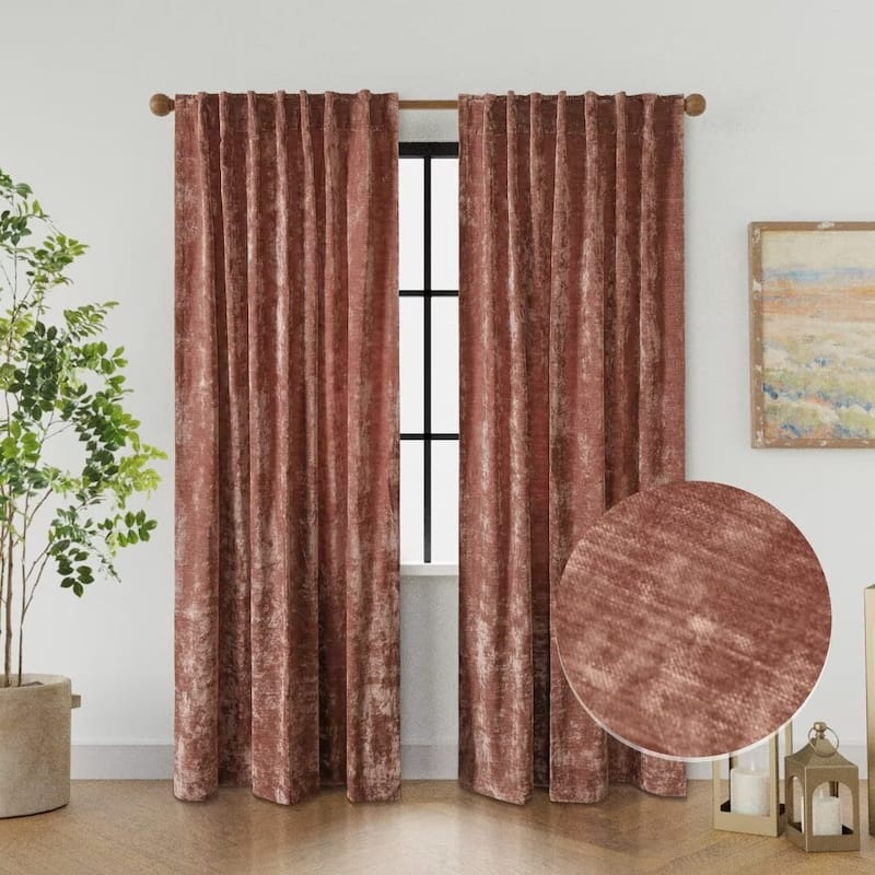 Texture Velvet Back Tab Room Darkening Single Panel