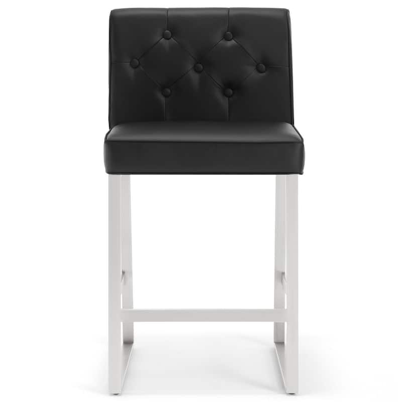 25" Faux Leather Upholstered Counter Height Bar Stools - 36.6"H x 18.9"W x 20.3"D