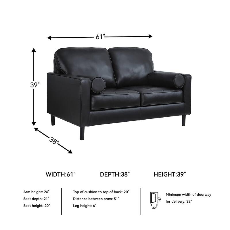 Signature Design by Ashley Bryceview Black Loveseat - 61" W x 38" D x 39" H
