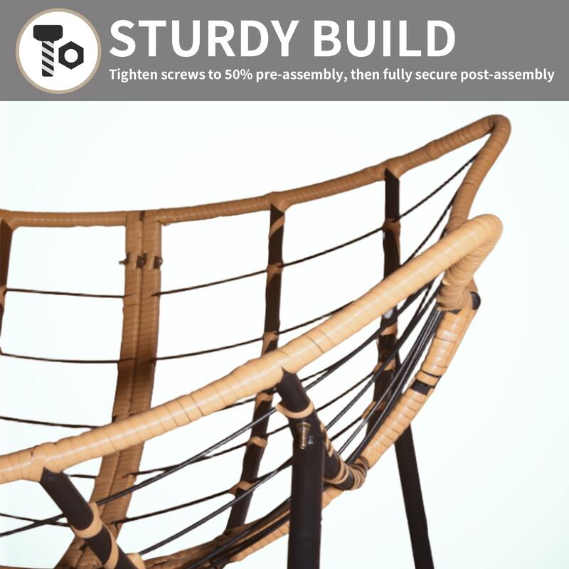 Ultra-Plush Rattan Rocking Chair with Anti-Tip Design for Indoor and Outdoor